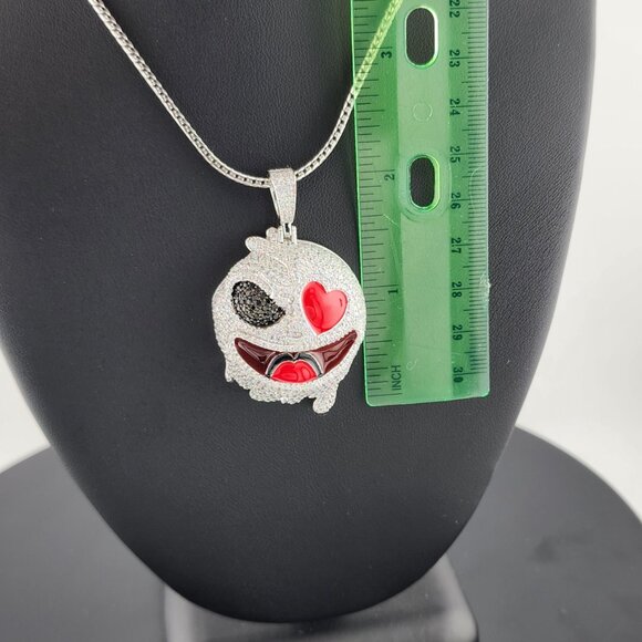 Two-Faced Charm: Half & Half Emoji Necklace in 925 Silver - Picture 8 of 8